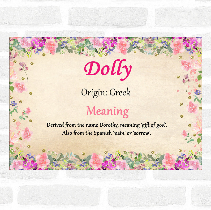 Dolly Name Meaning Floral Certificate eBay