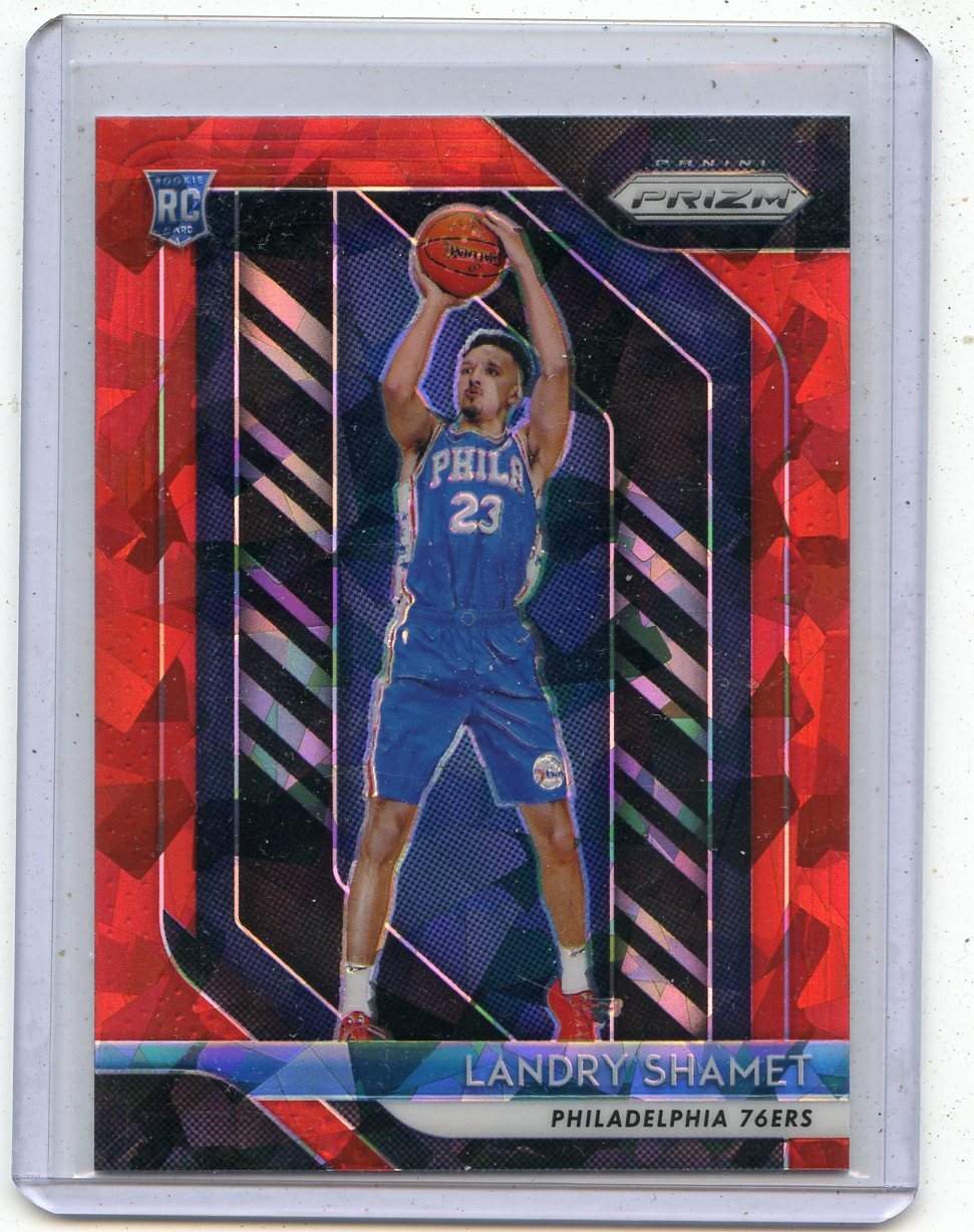 2018-19 PANINI PRIZM #199 LANDRY SHAMET "RED CRACKED ICE" ROOKIE RC 76ERS 060721