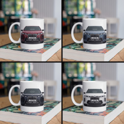 Personalisierte BMW iX M Modell Kaffeebecher Geschenk - Farbe wählbar - SCHNELLER VERSAND