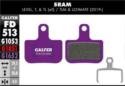 Galfer eMTB e Bike Brake Pads SRAM Level, T, TL, TLM Ultimate FD513 G1652 X2 F&R