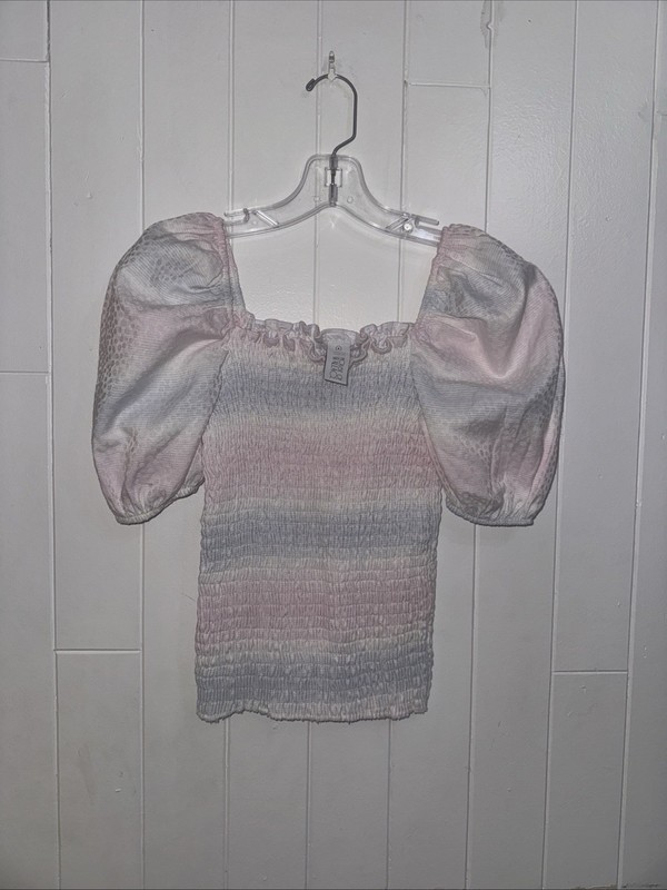 House of Wallace Square Neck Cable Knit Light pink Blue Top Size M