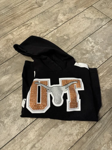 UNDERCOVER Felpa con cappuccio University of Texas Longhorns Victoria Secret rosa XS nera con bling