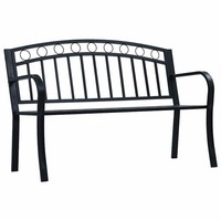 Gartenbank 125Cm Schwarz Stahl Parkbank Sitzbank Bank GartenmöBel Vidaxl