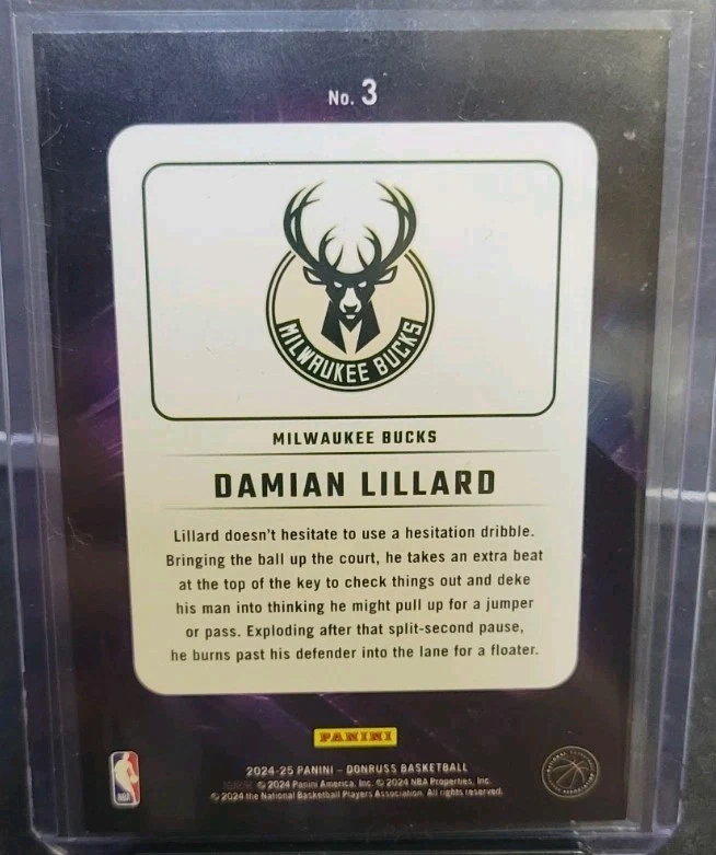 2024-25 Donruss Damian Lillard - Night Moves SSP CASE HIT #3 Milwaukee Bucks - Imagem 2 de 2
