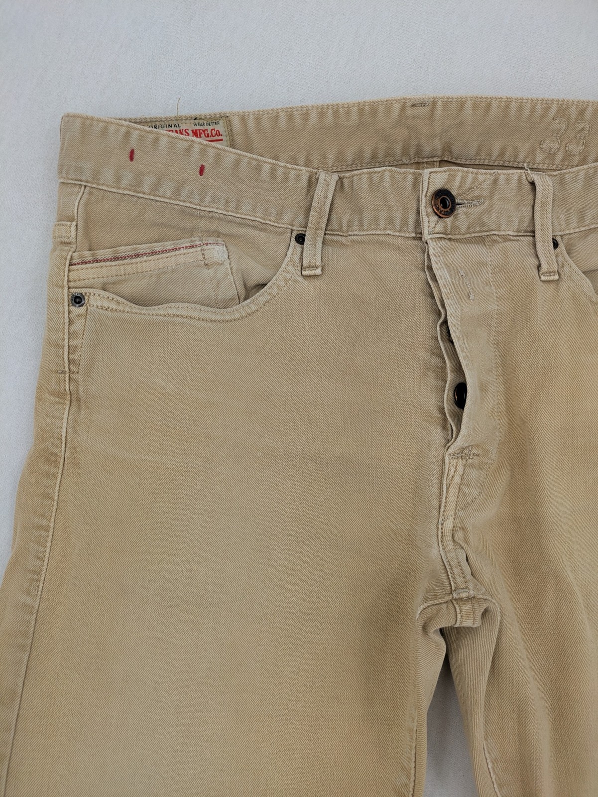 Replay Herren Jeans W33 L32 beige hellbraun Stretch Denim Button Fly 5-Pocket image 4