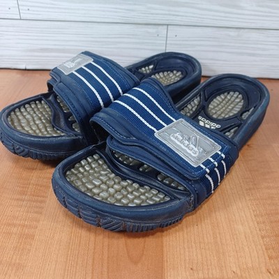 Adidas Adissage Slide Men 8 Blue Gray Striped Adjustable 