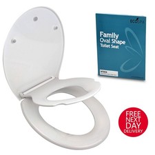 White Oval 2 in 1 Family Toilet Seat - Soft Slow Close for Adult & Child