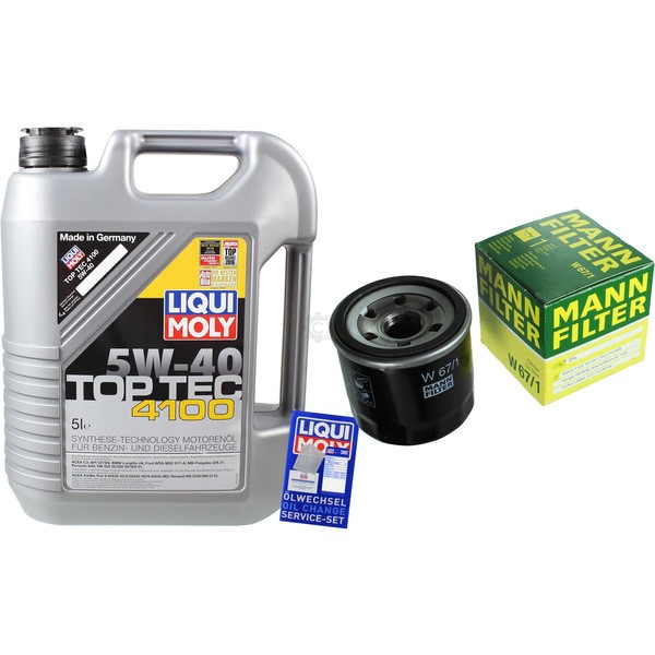 Mann Inspektionspaket 5L Liqui Moly Top Tec 4100 5W-40 FüR Nissan Micra IV 1.2-image