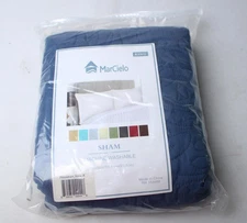 MarCielo Unisex Adult's Embroidered Quilted Pillow Shams EH6 Navy King Size NWT