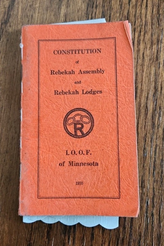 Vintage 1970 Minnesota Rebekah Lodge IOOF Constitution By-Laws With Logo Napkin