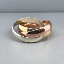 9ct Tri-Colour Russian Wedding Ring - Size R