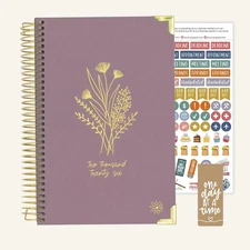 bloom daily planners 2026 Hard Cover Planner, 5.5" x 8.25", Linen, Purple