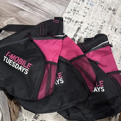 3X New T-mobile  Tuesdays Magenta Sling Backpack Travel Gym Bag New