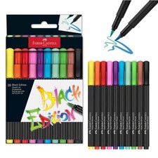 Faber-Castell Black Edition Felt Tip Pens, 1 Count (Pack of 10), Multicolour