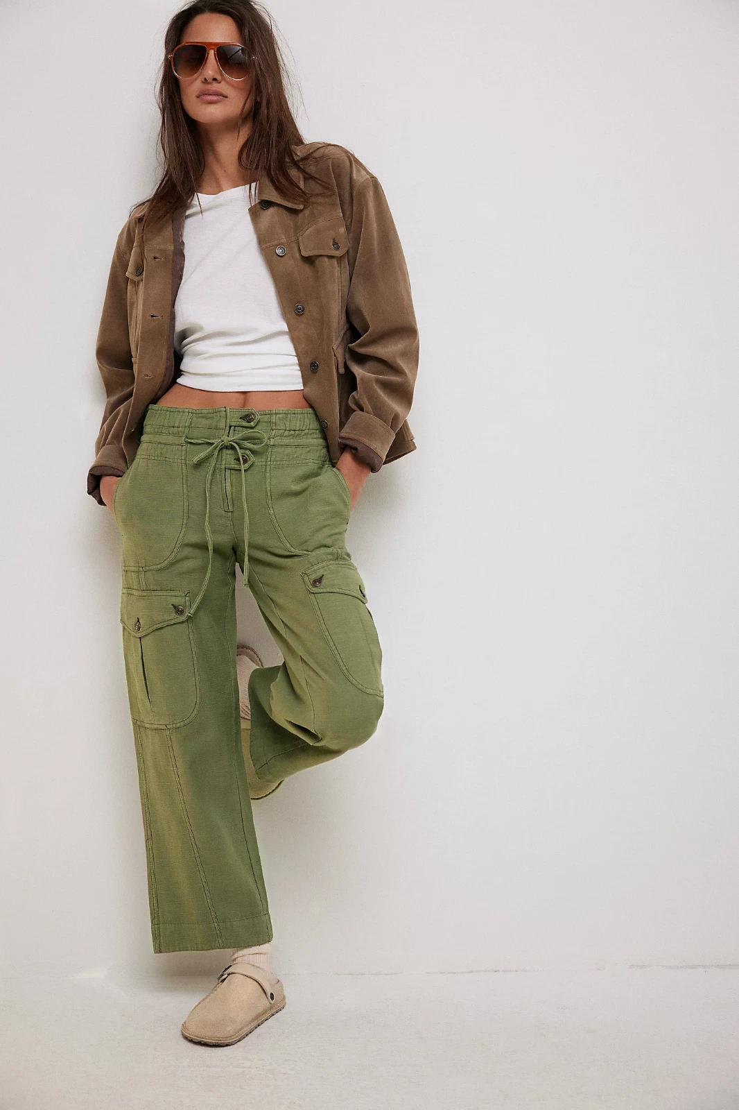 Free People We The Free Park Ave Pants M 8 Women Cargo Green Trousers Pant 46374