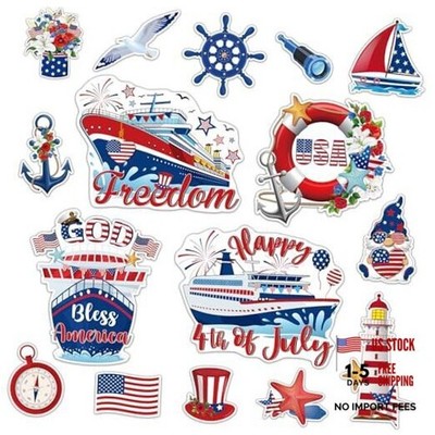 16 Pcs 4th of July Cruise Door Magnets Decorations God Bless Independence