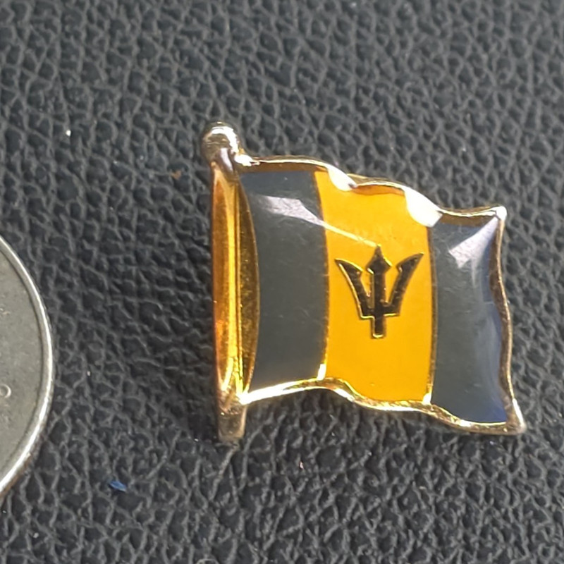Barbados Flag Enamel Lapel Pin, Gold Tone - Souvenirs & Travel Theme