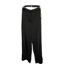 NWT Danielle Bernstein Black Satin Studded Wide Leg Pants   US 4   Evening Chic