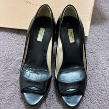 PRADA Black Open Toe High Heels Women's Size 36 Vibram Sole Elegant Designer 