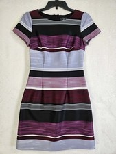 Adrianna Papell Dress Womens Size 2 Short Sleeve Pleated Lined Colorblock