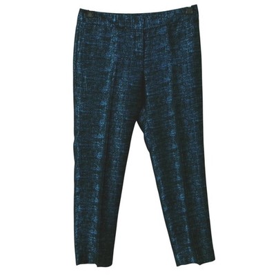 EXPRESS Editor Pants Blue Metallic Black Textured Full Length 4R