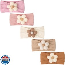 C LLOT 5 Pcs Baby Flower Headbands Baby Girls Nylon Headbands Soft Hairbands