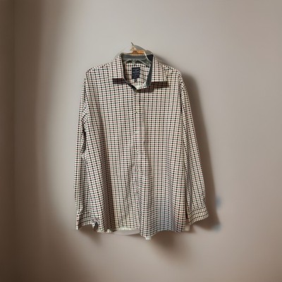 Society of Threads Men's XL Slim Fit Non-Iron 4-Way Stretch Check Button-Up