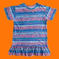 80's 90's vintage ocean pacific 100% cotton boxy mini dress MEDIUM