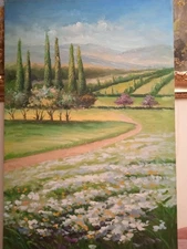 Square Landscape Hand Painted Oil on Canvas 60x90 CM With Frame