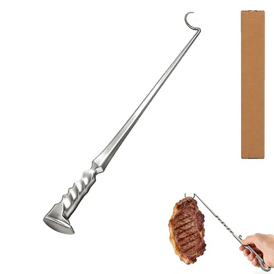 #ad Meat Hook Flipper BBQ Turner Hooks Stainless Steel Pig Tail Meat Flippers ... $42.02