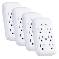 6-Outlet Wall Mounted Surge Protector, White 4-Pack Free Ship NEW
