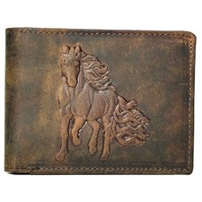 Distressed Vintage Genuine Leather Embossed Bifold Wallet With RFID Protection