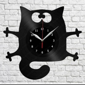 Sangtai Black Cat Novelty Wall Clock Analog Quartz Battery Operated Arabic