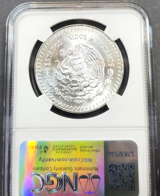 1985 MEXICO SILVER 1 ONZA LIBERTAD NGC MS 66 BEAUTIFUL GEM BU 1 OZ