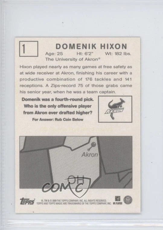 2009 Topps Magic Mini Domenik Hixon #1 - Image 2 of 2