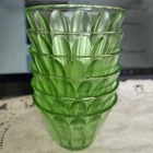 Set Of 6 VTG Hazel Atlas Uranium Green Block Optic Dessert Cups