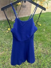 Lulus Royal Blue Crisscross Lace Up Back Dress Xs With Scalloped Hem