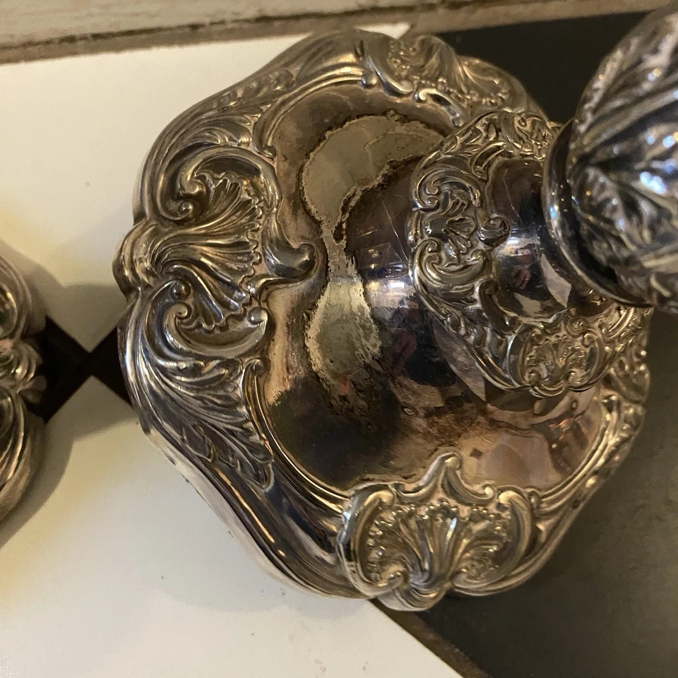 Stunning Georgian Candlesticks Plate Antique Vintage Large 12.5" Pair 2x - Image 3 of 4