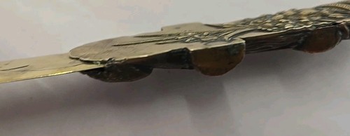 Vtg Japanese Meji Period Copper & Brass Letter Opener W Monkeys & Floral Design - Picture 10 of 11