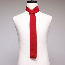 Westchester Classics Square End Knit Necktie 100% Wool Made In USA Red
