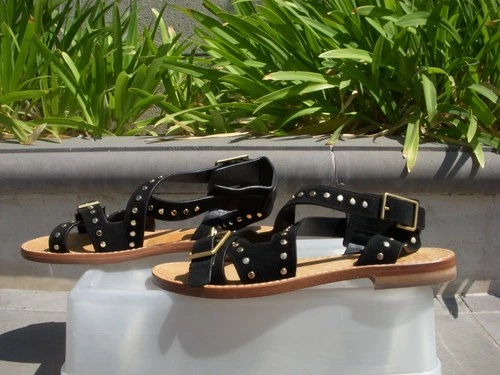 Zadig & Soltaire CECELIA Studs Caprese Sandals Black Wmn's 37 MSRP$498 9 3/4" lg