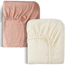 Muslin Cotton Crib Sheets 2 Pack 100 Cotton Unisex Fits Standard Crib Sheets...