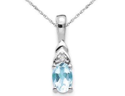 1/3 Karat (ctw) Aquamarin Tropfen Anhänger Halskette 14K Weißgold