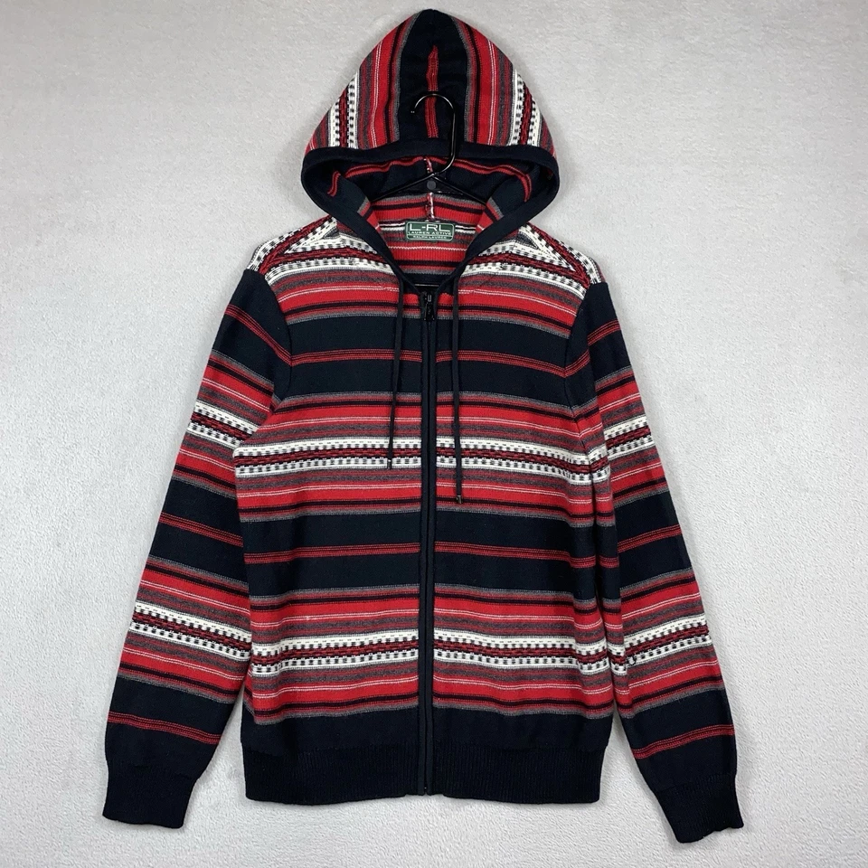 Ralph Lauren полный молнии свитер толстовка с капюшоном женщин L красный в полоску ангора цветной читать - Изображение 2 из 4