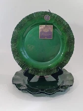 Set of 3 Artistic Accents Green Glass 13" Charger Dinner Plate Set Turkey, New