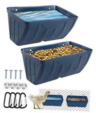 Chicken Feeders, 2 Pack, Duck Feeders and Waterers, Hanging 1 2 Pack Blue