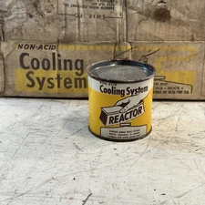 GRAPHIC 1950s era CAR COOLING SYSTEM REACTOR Old Holly MI Tin Oil Can