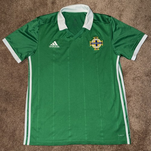 NORTHERN IRELAND JERSEY HOME FOOTBALL SHIRT 2017 - 2018 GREEN ADIDAS MENS MEDIUM