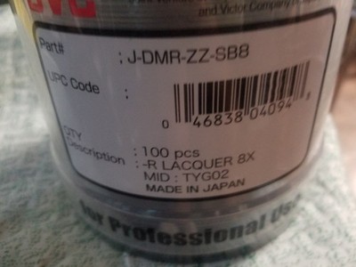 100 Pcs JVC -R White Hub Inkjet DVD-R 8X J-DMR-ZZ-SB8 ~ TYG02 ~ Made In Japan