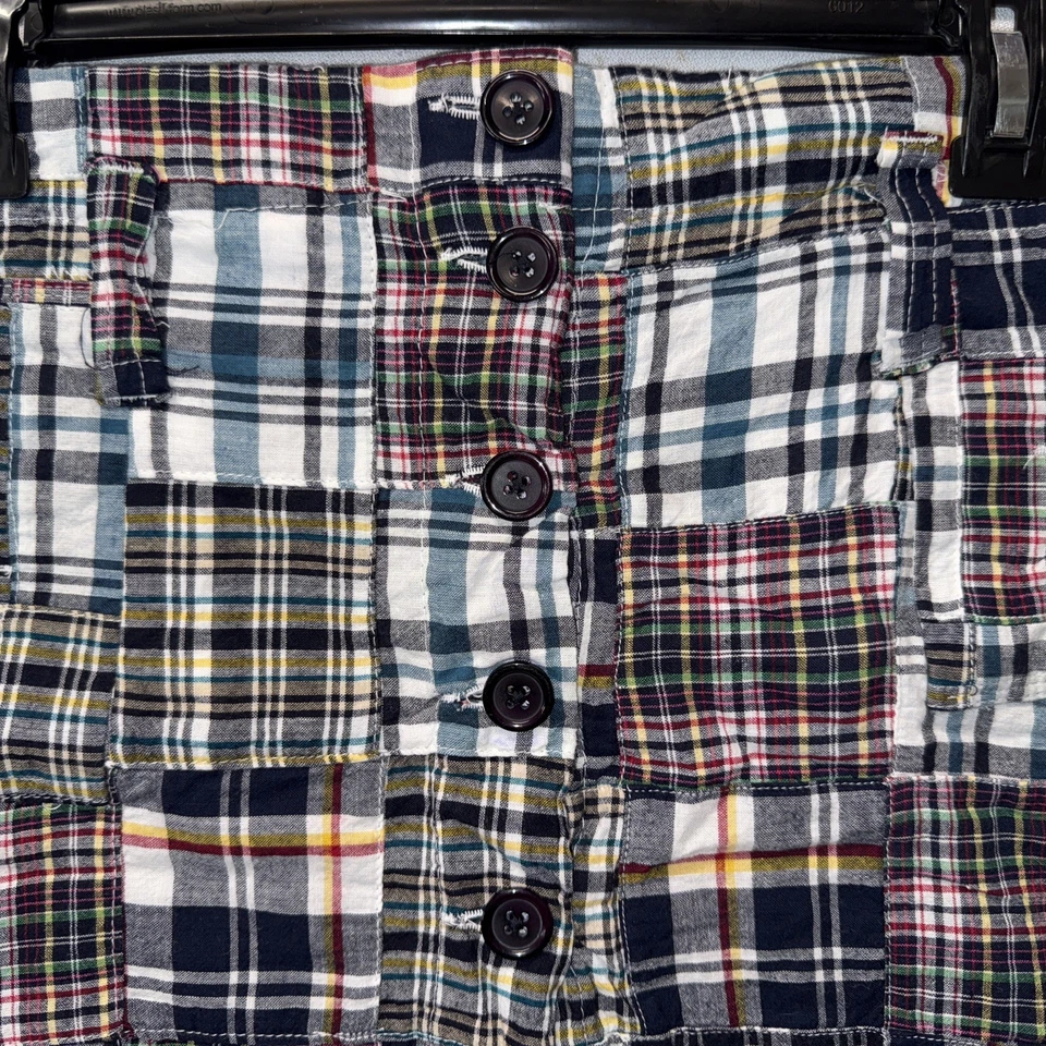 Falda a Cuadros Carole Little Vintage Madrás Talla 8 Algodón Patchwork Línea A Mini Foto 2 de 4